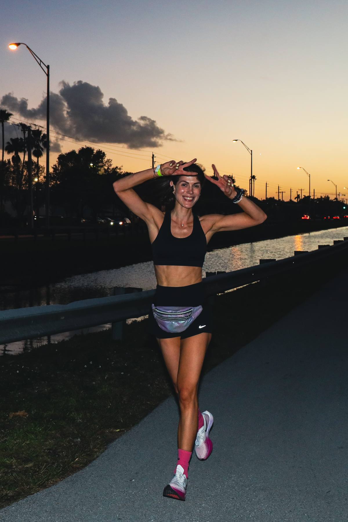 Solo runner at golden hour